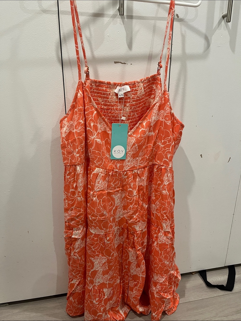 Orange Floral Mini Sundress with Adjustable Straps
